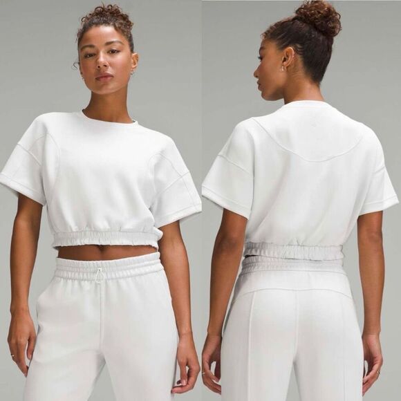 NWT Lululemon Softstreme Gathered T-Shirt Light Vapor White/Gray Short Sleeve 10 - Picture 1 of 12